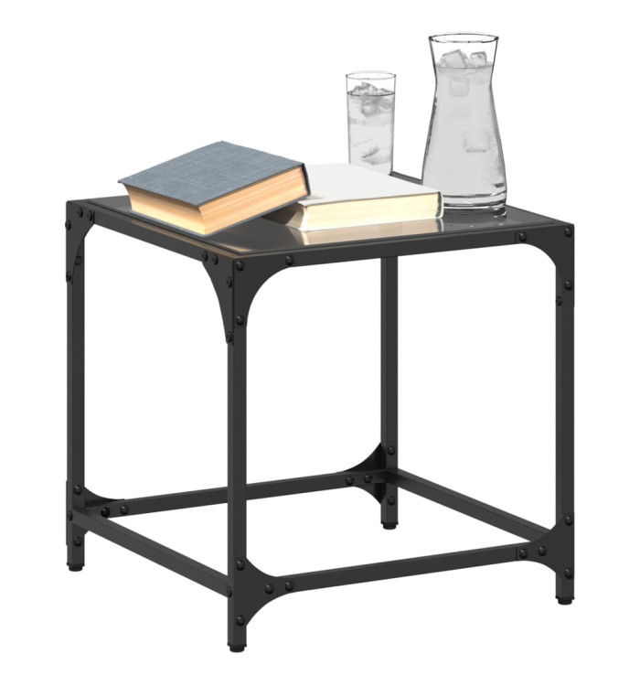 Tables basses avec dessus en verre noir 2 pcs 40x40x40 cm acier | Mobilier & Déco