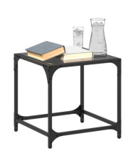 Tables basses avec dessus en verre noir 2 pcs 40x40x40 cm acier | Mobilier & Déco