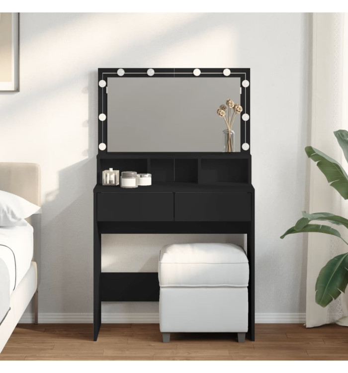 Coiffeuse avec LED noir 80x41x134,5 cm | Mobilier & Déco
