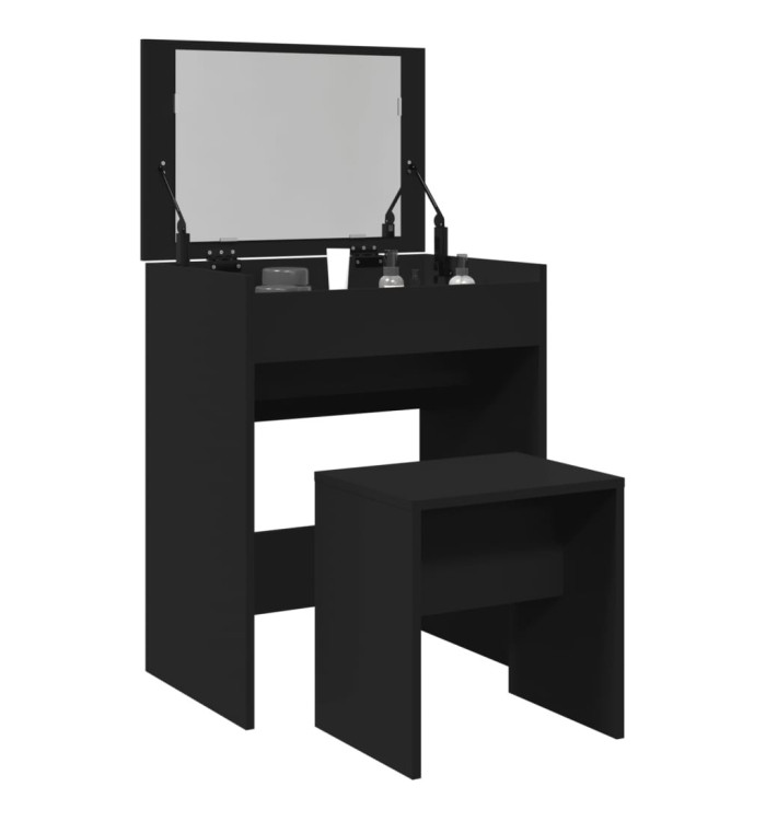 Coiffeuse et tabouret noir 60x40x113,5 cm | Mobilier & Déco