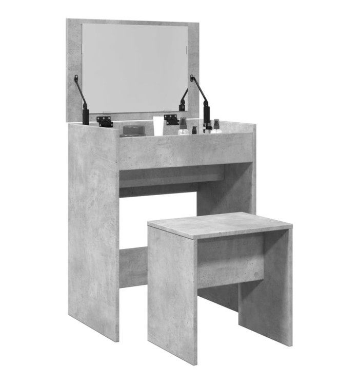 Coiffeuse et tabouret gris béton 60x40x113,5 cm | Mobilier & Déco
