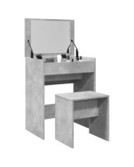 Coiffeuse et tabouret gris béton 60x40x113,5 cm | Mobilier & Déco
