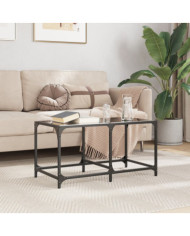 Table basse avec dessus en verre noir 78,5x40x40 cm acier | Mobilier & Déco