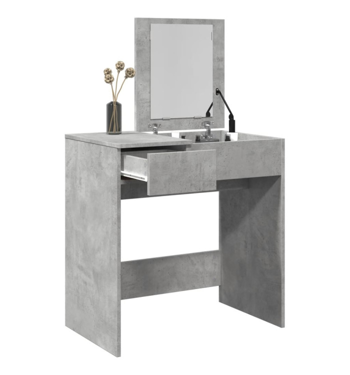 Coiffeuse avec miroir gris béton 73x46,5x120 cm | Mobilier & Déco