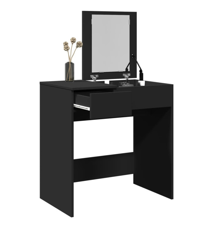 Coiffeuse avec miroir noir 73x46,5x120 cm | Mobilier & Déco