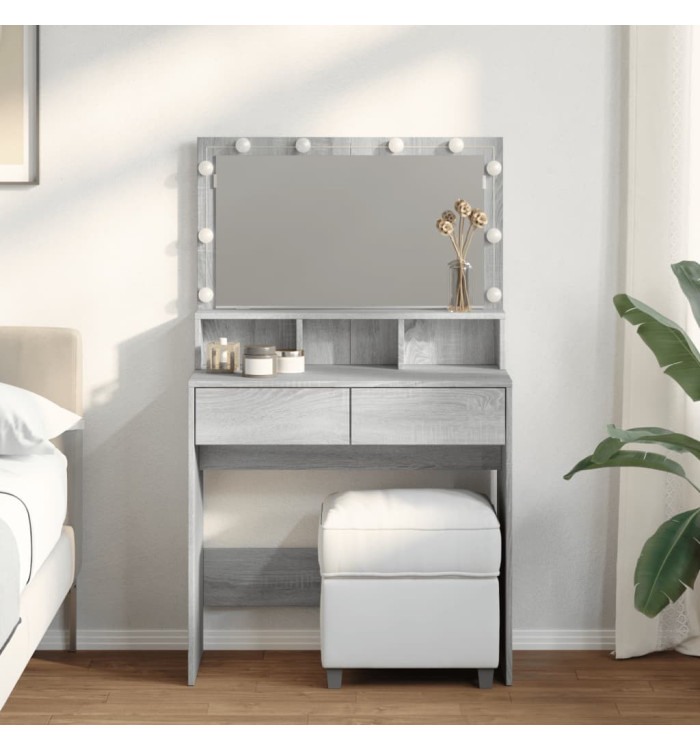 Coiffeuse avec LED sonoma gris 80x41x134,5 cm | Mobilier & Déco