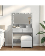 Coiffeuse avec LED sonoma gris 80x41x134,5 cm | Mobilier & Déco