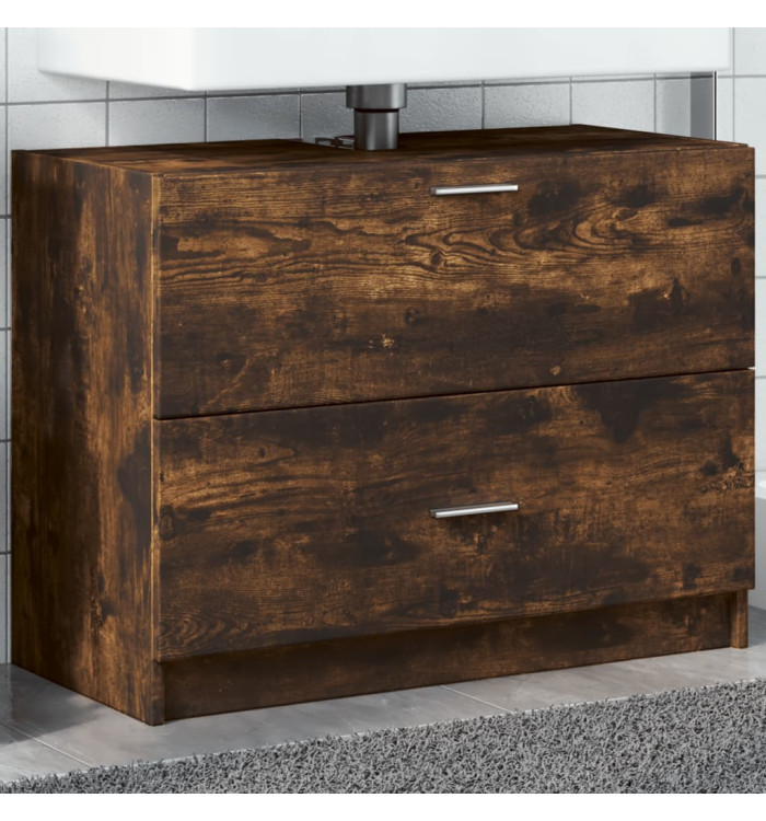Meuble d'évier chêne fumé 78x37x59 cm bois d'ingénierie | Mobilier & Déco
