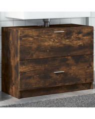 Meuble d'évier chêne fumé 78x37x59 cm bois d'ingénierie | Mobilier & Déco