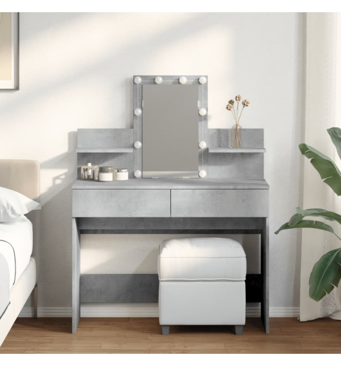 Coiffeuse avec LED gris béton 100x40x130 cm | Mobilier & Déco