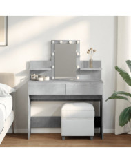 Coiffeuse avec LED gris béton 100x40x130 cm | Mobilier & Déco