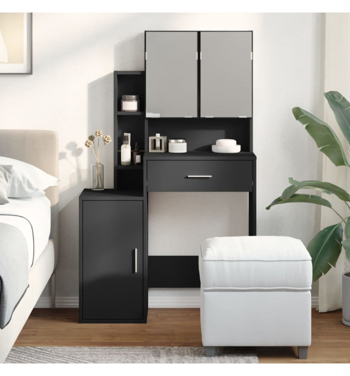 Coiffeuse avec armoire noir 80x35x132 cm | Mobilier & Déco