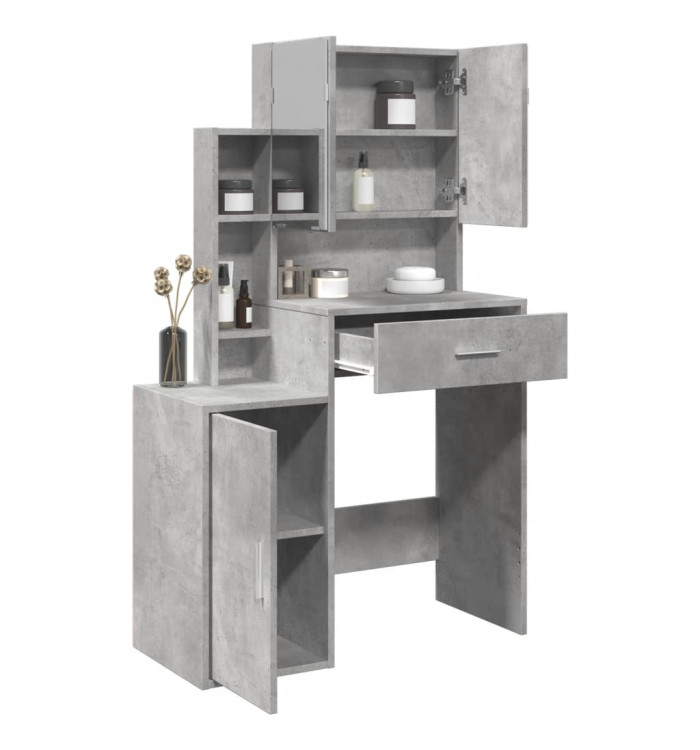 Coiffeuse avec armoire gris béton 80x35x132 cm | Mobilier & Déco