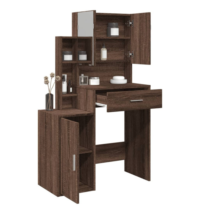 Coiffeuse avec armoire chêne marron 80x35x132 cm | Mobilier & Déco