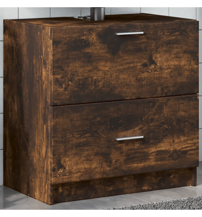 Meuble d'évier chêne fumé 59x37x59 cm bois d'ingénierie | Mobilier & Déco