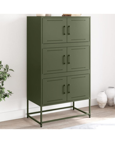 Buffet vert olive 68,5x38,5x123,5 cm acier | Mobilier & Déco