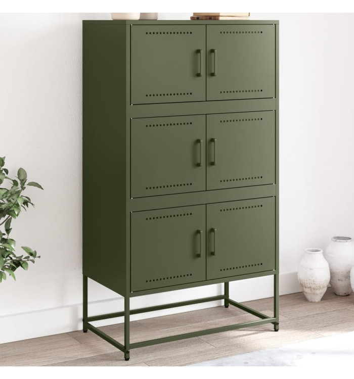 Buffet vert olive 68,5x38,5x123,5 cm acier | Mobilier & Déco
