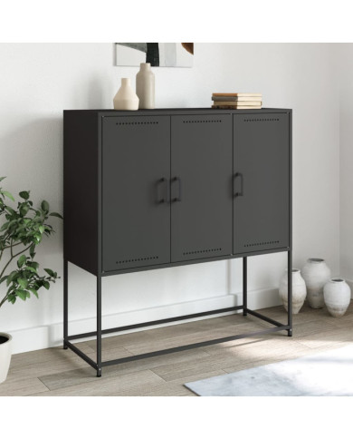 Buffet haut noir 100,5x39x107 cm acier | Mobilier & Déco