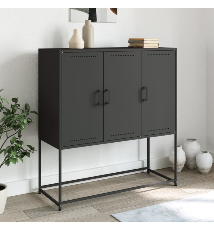 Buffet haut noir 100,5x39x107 cm acier | Mobilier & Déco
