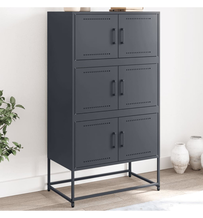 Buffet anthracite 68,5x38,5x123,5 cm acier | Mobilier & Déco