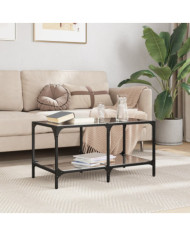 Table basse avec dessus en verre noir 78,5x40x40 cm acier | Mobilier & Déco