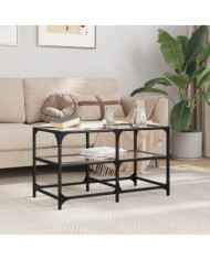 Table basse avec dessus en verre transparent 78,5x40x45cm acier | Mobilier & Déco
