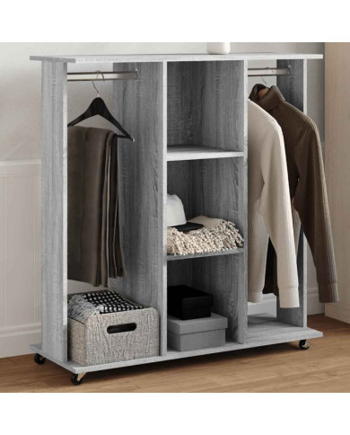 Garde-robe avec roues sonoma gris 102x38x110 cm bois ingénierie | Mobilier & Déco