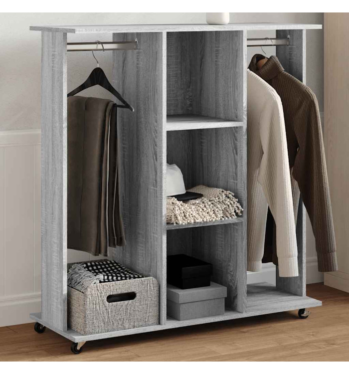 Garde-robe avec roues sonoma gris 102x38x110 cm bois ingénierie | Mobilier & Déco