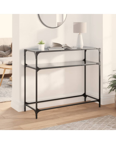 Table console avec dessus en verre noir 98x35x81 cm acier | Mobilier & Déco