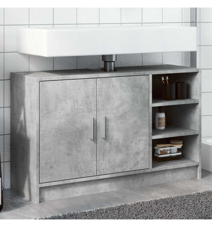 Armoire d'évier gris béton 90x29x55 cm bois d'ingénierie | Mobilier & Déco