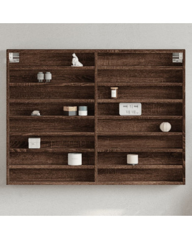 Armoire à vitrine chêne marron 100x8,5x75 cm bois d'ingénierie | Mobilier & Déco