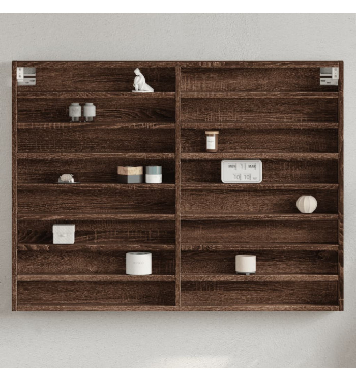 Armoire à vitrine chêne marron 100x8,5x75 cm bois d'ingénierie | Mobilier & Déco