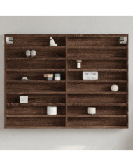 Armoire à vitrine chêne marron 100x8,5x75 cm bois d'ingénierie | Mobilier & Déco