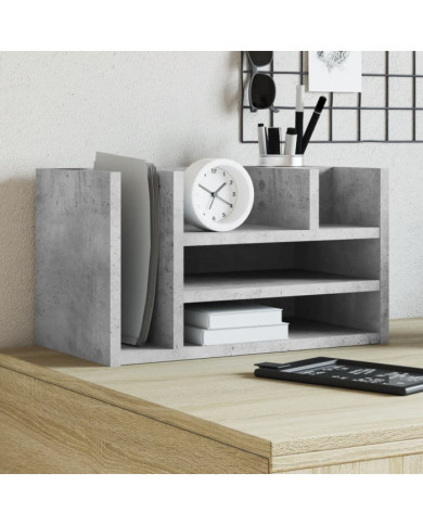 Organisateur de bureau gris béton 44,5x24x25 cm bois ingénierie | Mobilier & Déco