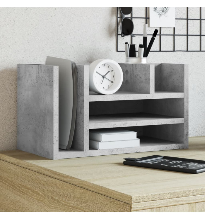 Organisateur de bureau gris béton 44,5x24x25 cm bois ingénierie | Mobilier & Déco