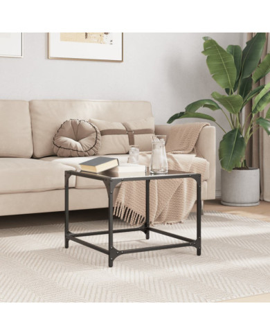 Table basse avec dessus en verre noir 50x50x40 cm acier | Mobilier & Déco