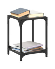 Table basse avec dessus en verre noir 30x30x40 cm acier | Mobilier & Déco