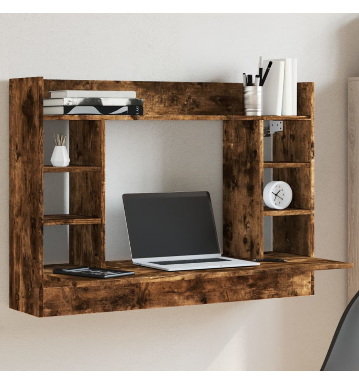 Bureau mural chêne fumé 105x48x75 cm bois d'ingénierie | Mobilier & Déco