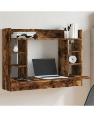Bureau mural chêne fumé 105x48x75 cm bois d'ingénierie | Mobilier & Déco