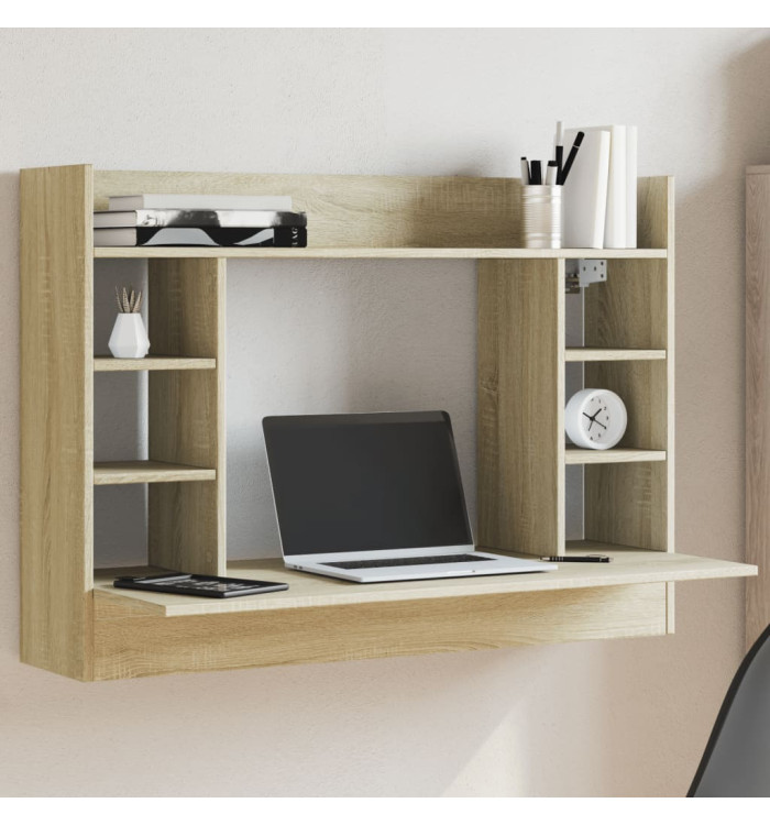 Bureau mural chêne sonoma 105x48x75 cm bois d'ingénierie | Mobilier & Déco