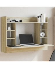 Bureau mural chêne sonoma 105x48x75 cm bois d'ingénierie | Mobilier & Déco