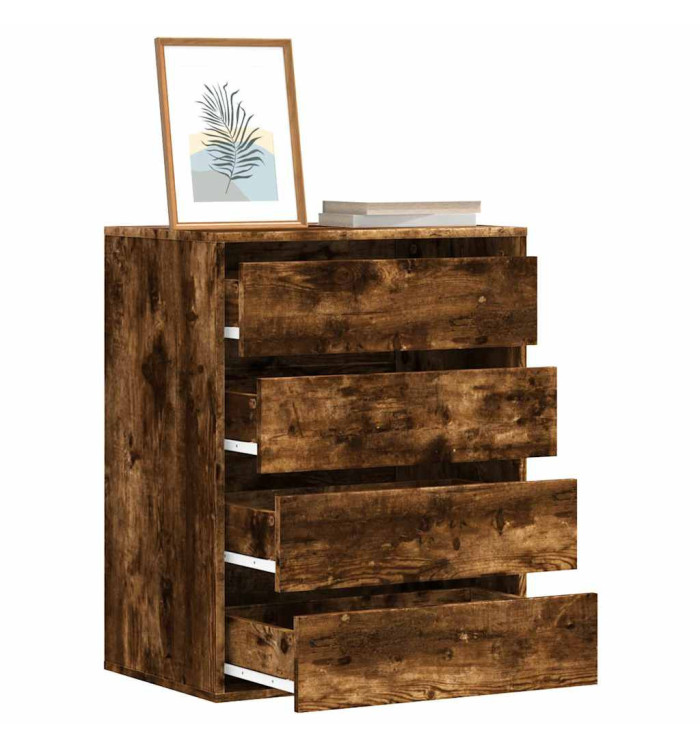 Commode d'angle chêne fumé 60x41x76 cm bois d'ingénierie | Mobilier & Déco