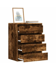 Commode d'angle chêne fumé 60x41x76 cm bois d'ingénierie | Mobilier & Déco