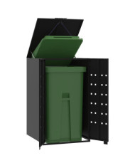 Rangement à roulettes pour poubelles pour bac unique noir acier | Mobilier & Déco