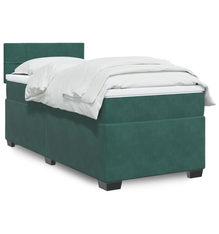 Sommier à lattes de lit avec matelas Vert foncé 100x200 cm | Mobilier & Déco