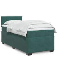 Sommier à lattes de lit avec matelas Vert foncé 100x200 cm | Mobilier & Déco