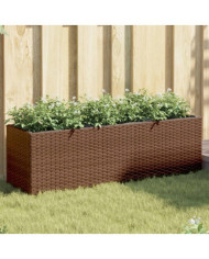 Jardinière avec 3 pots marron 105x30x32 cm résine tressée | Mobilier & Déco