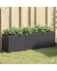 Jardinières avec 3 pots 2 pcs noir 105x30x32 cm résine tressée | Mobilier & Déco
