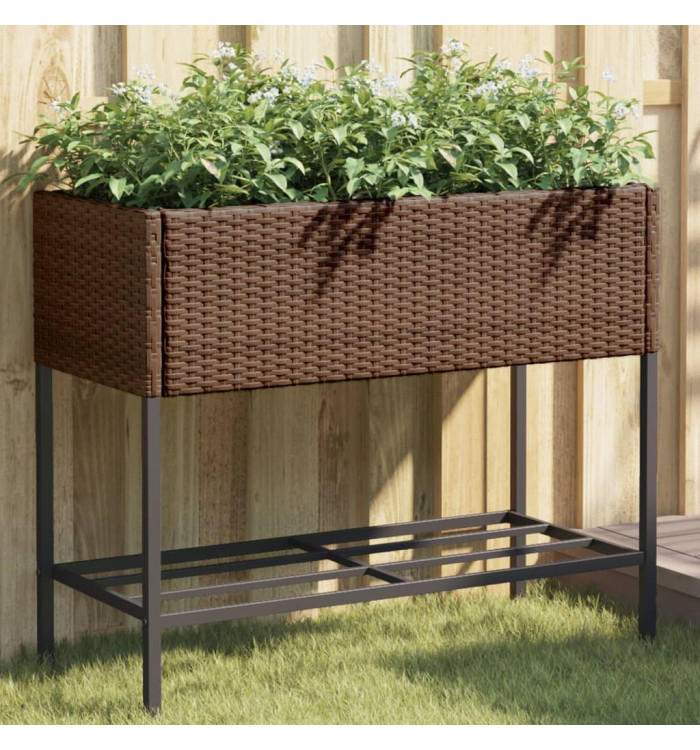 Jardinière avec étagère marron résine tressée | Mobilier & Déco