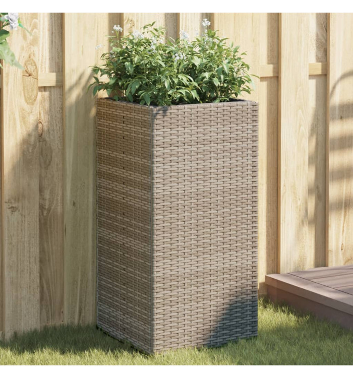 Jardinière gris 40x40x80 cm résine tressée | Mobilier & Déco